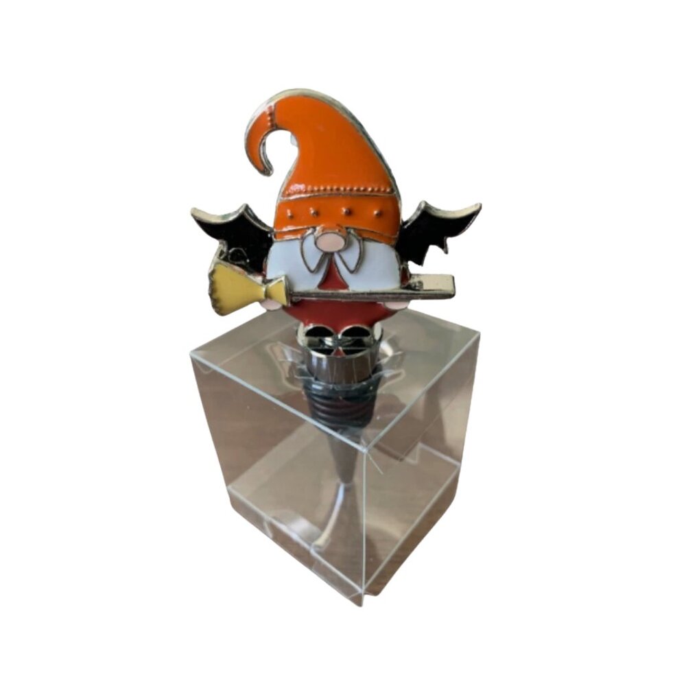 Halloween Gnome Wine bottle stopper with stainless steel base